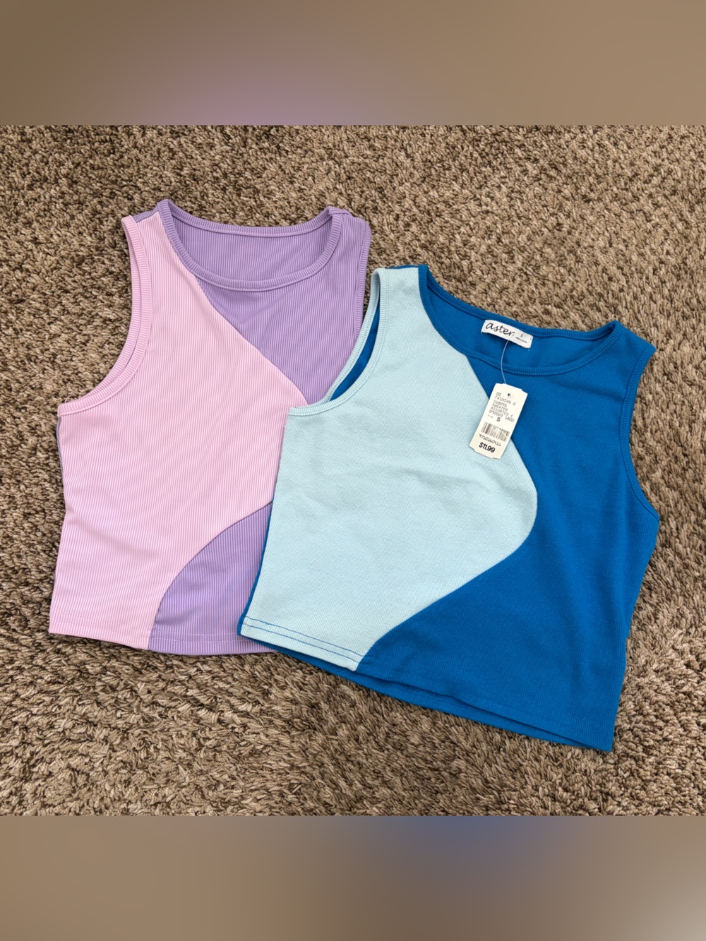Bundle~ 2 Colorblock Tank Tops in Pink, Lavender & Blue
